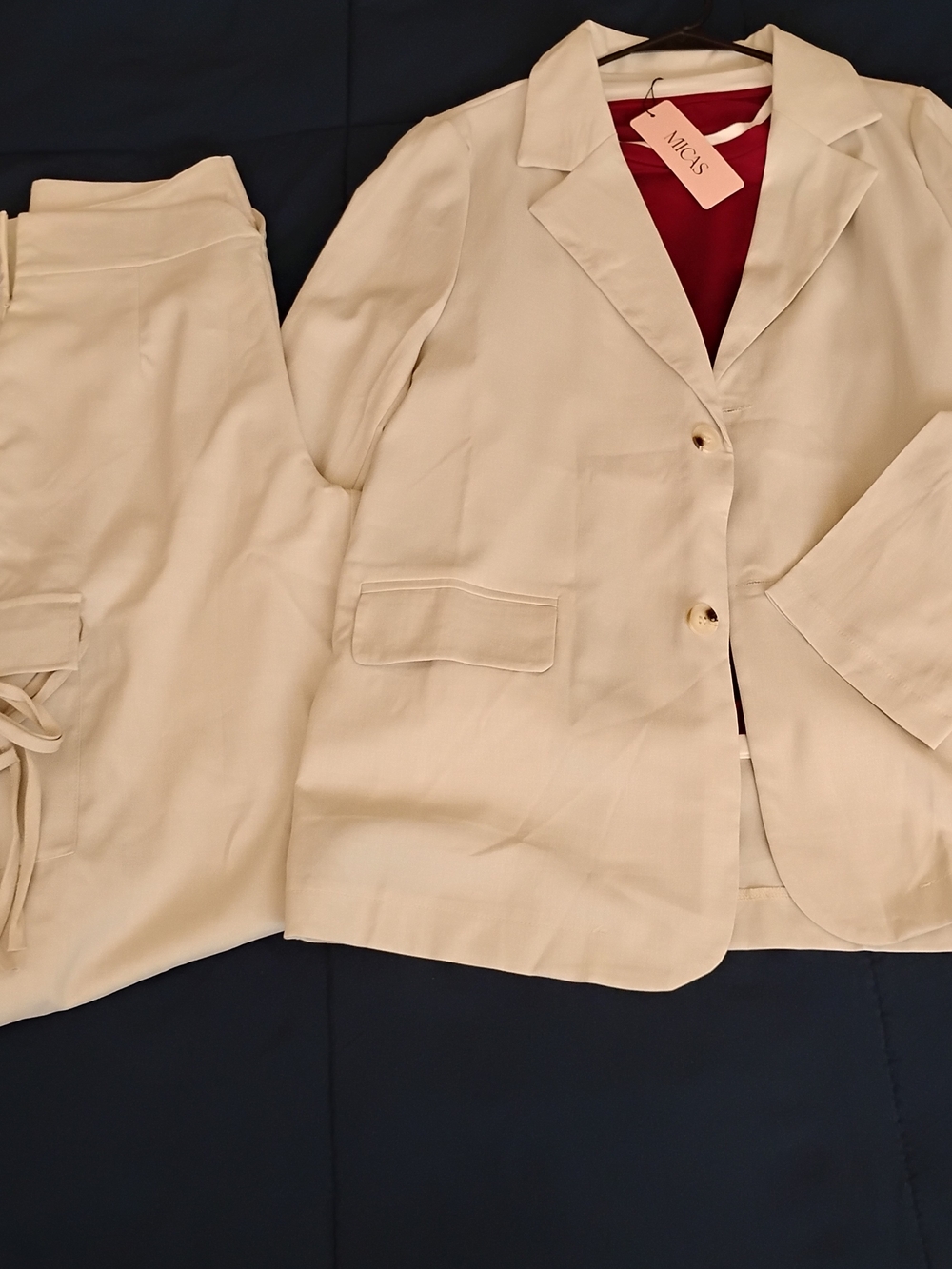 Women's Cream Single-Breasted Blazer Jacket